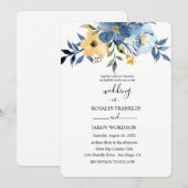 blauwe aquarel trouw uitnodiging (Voorkant / Achterkant)