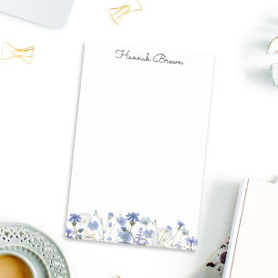 Blauwe Aquarel Tuin met Wilde Bloemen  Post-it® Notes