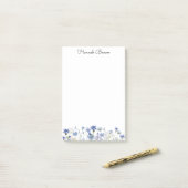 Blauwe Aquarel Tuin met Wilde Bloemen Post-it® Notes (Op bureau)