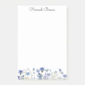 Blauwe Aquarel Tuin met Wilde Bloemen Post-it® Notes (Voorkant)