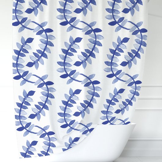 Blauwe Aquarel Wijnranken Douchegordijn