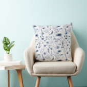 Blauwe Aquarel Wilde Bloem Botanische Worp Kussen (Stoel)