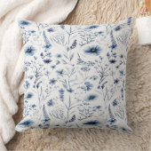Blauwe Aquarel Wilde Bloem Botanische Worp Kussen (Deken)