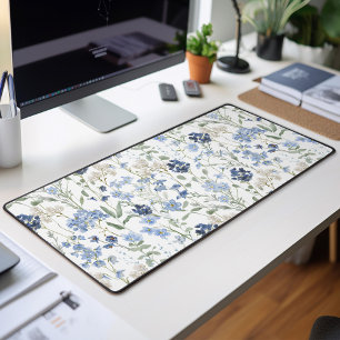 Blauwe Aquarel Wilde Bloem Bureaumat