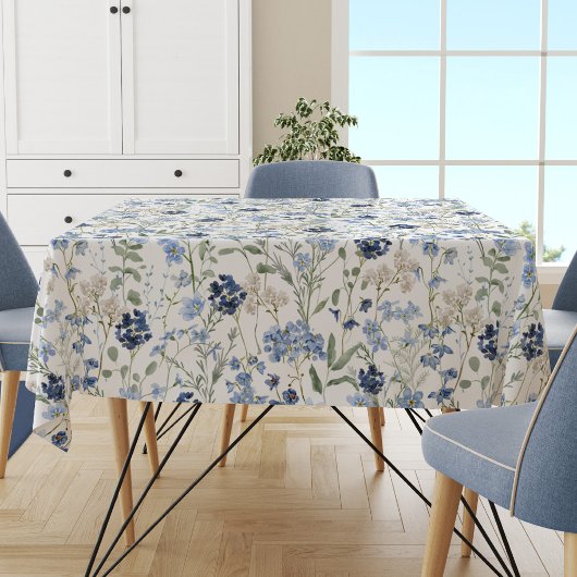 Blauwe Aquarel Wilde Bloem Tafelkleed