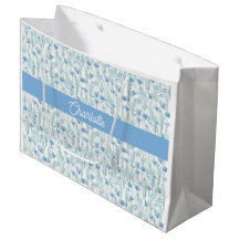 Blauwe aquarel wilde bloemen aangepaste naam