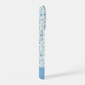 Blauwe aquarel wilde bloemen aangepaste naam iPhone hoesje (Rechterkant)