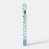 Blauwe aquarel wilde bloemen aangepaste naam iPhone hoesje (Linkerkant)