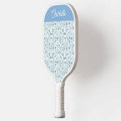 Blauwe aquarel wilde bloemen aangepaste naam pickleball paddle (Links)