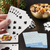 Blauwe aquarel wilde bloemen aangepaste naam pokerkaarten (Insitu)