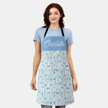 Blauwe aquarel wilde bloemen aangepaste naam