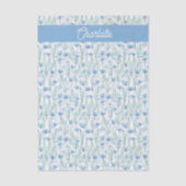 Blauwe aquarel wilde bloemen aangepaste naam tissuepapier (Voorkant)