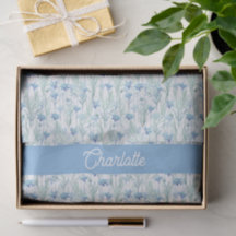 Blauwe aquarel wilde bloemen aangepaste naam