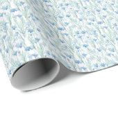 Blauwe aquarel wilde bloemen cadeaupapier (Rol Hoek)