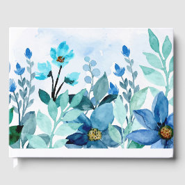 Blauwe Aquarel Wilde Bloemen Gastenboek