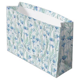 Blauwe aquarel wilde bloemen groot cadeauzakje