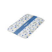 Blauwe Aquarel Wilde Bloemen Weide Naam Badmat (Gekanteld)