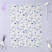 Blauwe Aquarel Wilde Bloemenweide Vlinder Tissuepapier (Craft)