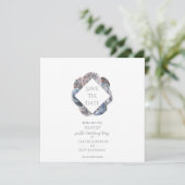 Blauwe Aquarel Zee Schelp Save the Date Plat Kaart (Staand voorkant)