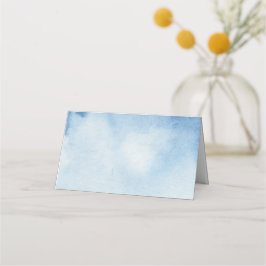 Blauwe aquarel zitkaart. Moderne bruiloft Plaatskaartje
