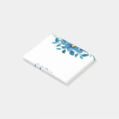 Blauwe aquarelbloemen gepersonaliseerd post-it® notes (Schuin)