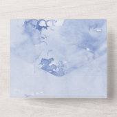 Blauwe Aquarelrozen  All In One Uitnodiging (Achterkant)