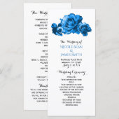 Blauwe Aquarelrozen Elegant Huwelijksprogramma Programmakaart (Voorkant / Achterkant)