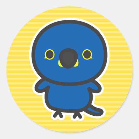 Blauwe ara ronde sticker (Voorkant)