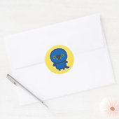 Blauwe ara ronde sticker (Envelop)
