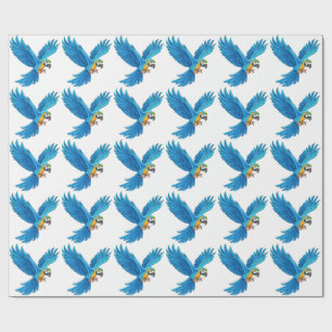 Blauwe ara vliegend cadeaupapier