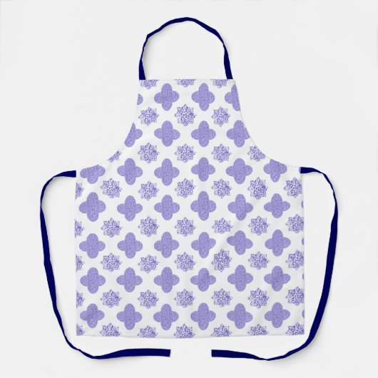 Blauwe Arabesque Print Keuken Schort (Voorkant)