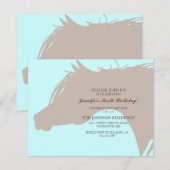 Blauwe Arabisch paard: uitnodiging van Birthday (Voorkant / Achterkant)