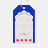 Blauwe Arabische boog grens Tamil Telugu bruiloft Cadeaulabel (Achterkant)