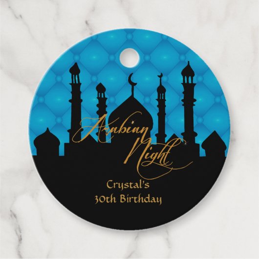Blauwe Arabische Nacht Bedankjes Labels (Voorkant)