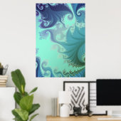 blauwe arabische trypticus poster (Thuiskantoor)