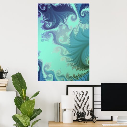 blauwe arabische trypticus poster (Thuiskantoor)