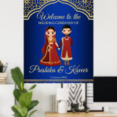 Blauwe Arabische vorst Hindu-koppel Indiaan Poster (Thuiskantoor)