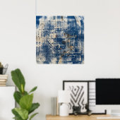 Blauwe architecturale blauwdrukposter poster (Thuiskantoor)