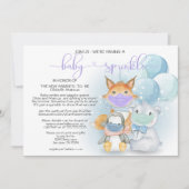 Blauwe Arctische dieren in maskers Baby Sprinkle I Kaart (Voorkant)