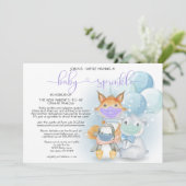 Blauwe Arctische dieren in maskers Baby Sprinkle I Kaart (Staand voorkant)