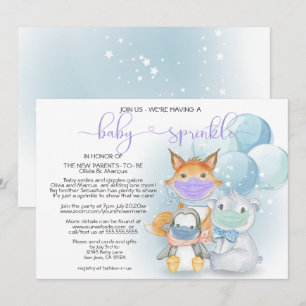 Blauwe Arctische Dieren in Maskers Baby Sprinkle U Kaart