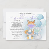 Blauwe Arctische dieren in maskers Sprinkle Shower Kaart (Voorkant)