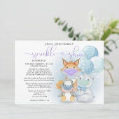 Blauwe Arctische dieren in maskers Sprinkle Shower Kaart (Staand voorkant)