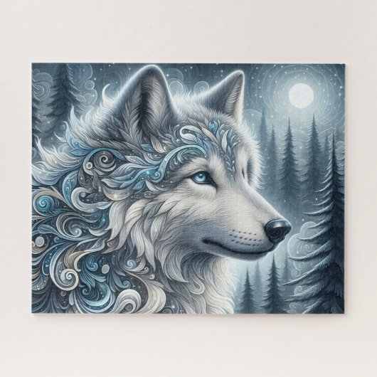 Blauwe Arctische Wolf Legpuzzel (Horizontaal)