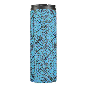 BLAUWE ARGYLE GEBREIDE thermische tumbler Thermosbeker