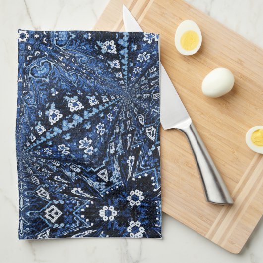 Blauwe Armeense ster Theedoek (Quarter Fold)