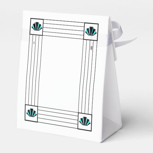 Blauwe Art Deco Design Bruiloft Bedankdoosjes (Achterkant)