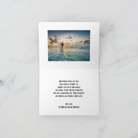 Blauwe Art Deco Design Bruiloft Bedankkaart (Binnen)