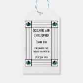 Blauwe Art Deco Design Bruiloft Cadeaulabel (Voorkant)