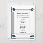 Blauwe Art Deco Design Bruiloft Kaart (Achterkant)